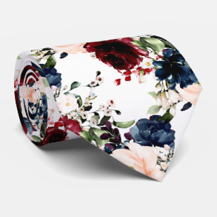 PixDezines Blush Burgunder Navy Wasserfarben Blume Krawatte