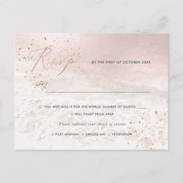 PixDezines Blush Coastal Calligraphy UAWG w Einladungspostkarte (Vorderseite)