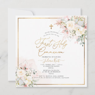 PixDezines Blush Cream Rose Erste Heilige Kommune Einladung