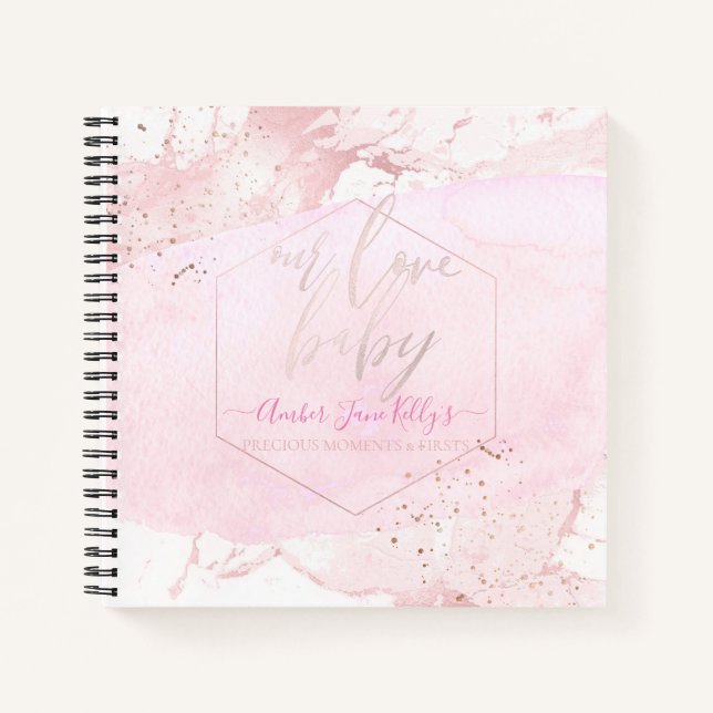 PIXDEZINES BLUSH MARBLE BABY'S FIRSTS NOTIZBUCH (Vorderseite)