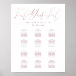 PixDezines Blush Pink Kalligraphie, Seating Chart Poster