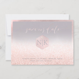 PixDezines Blush Pink Moderne Schrift+Glitter Save The Date