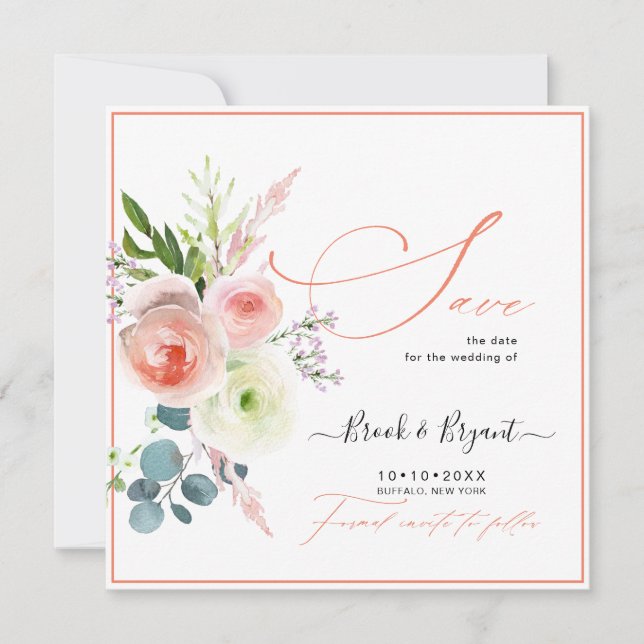 PixDezines Blush Pink Peonies Save the Date (Vorderseite)
