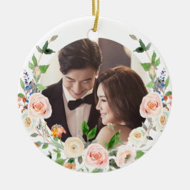 PixDezines Blush Rose Kranz, Erste Weihnachten Keramik Ornament