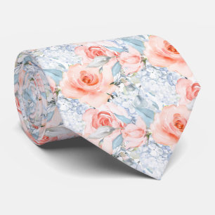 PixDezines Blush Rosen Eisblaue Hortensien Krawatte