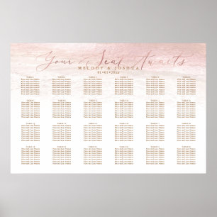 PixDezines Blush Shoreline+Rose Gold Seating Chart Poster