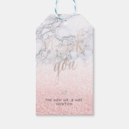 PixDezines Blush Snow Bokeh+Marble Vielen Dank Geschenkanhänger