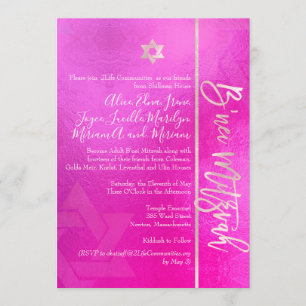PixDezines B'Nei Mitzvah, Blush+Rosa Einladung