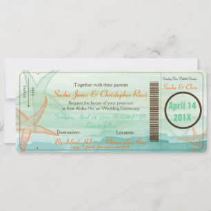 PixDezines Boarding Pass+Beach Hochzeit Einladunge Einladung