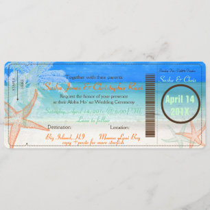 PixDezines Boarding Pass+Beach Hochzeit Einladunge Einladung