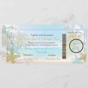 PixDezines Boarding Pass+Beach Hochzeit Einladunge Einladung