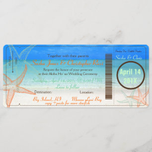 PixDezines Boarding Pass+Beach Hochzeit Einladunge Einladung