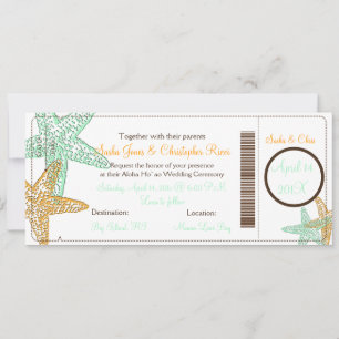 PixDezines Boarding Pass+Beach Hochzeit Einladunge Einladung