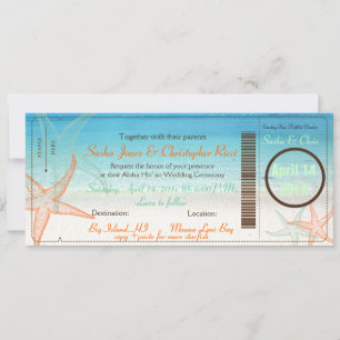 PixDezines Boarding Pass+Beach Hochzeit Einladunge Einladung