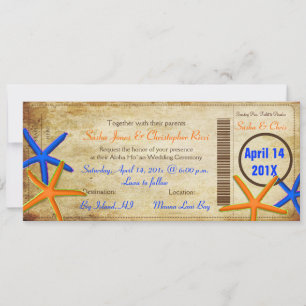 PixDezines Boarding Pass+Beach Wedding Einladungen