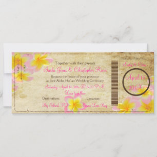 PixDezines Boarding Pass Pink Plumerias Einladung