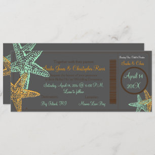 PixDezines Boarding Pass+Starfish+Beach Hochzeit Einladung