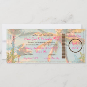 PixDezines Boarding Pass + Vintage Strandhochzeit Einladung