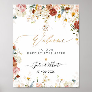 PixDezines Boho Fall Garden Blume Begrüßung Zeiche Poster