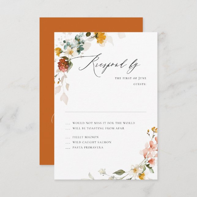 PixDezines Boho H2 Fall Garden Blume UAWG RSVP Karte (Vorne/Hinten)