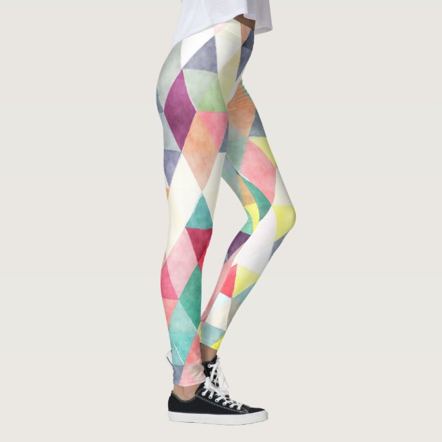 PixDezines Boho Wasserfarben Geometric/Dreiecke Leggings (Rechts)