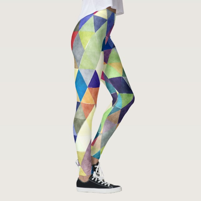 PixDezines Boho Wasserfarben Geometric/Dreiecke Leggings (Rechts)