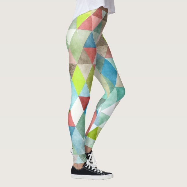 PixDezines Boho Wasserfarben Geometric/Dreiecke Leggings (Rechts)