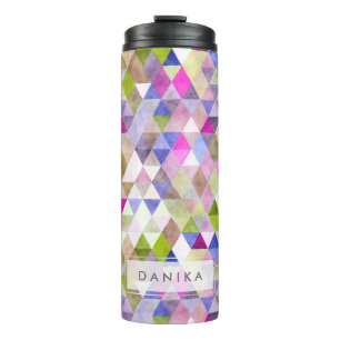 PixDezines Boho Wasserfarben Geometric/Dreiecke Thermosbecher