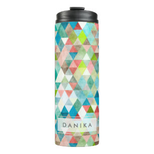 PixDezines Boho Wasserfarben Geometric/Dreiecke Thermosbecher