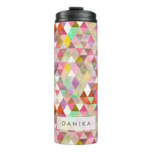 PixDezines Boho Wasserfarben Geometric/Dreiecke Thermosbecher