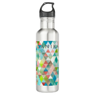 PixDezines Boho Wasserfarben Geometric/Dreiecke Trinkflasche