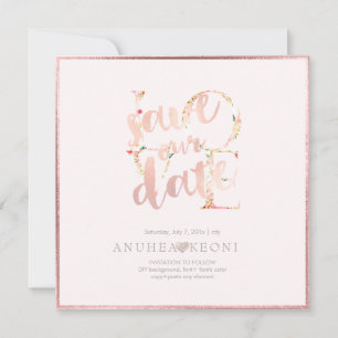 PixDezines BOTANICA LIEBE RETT DATUM BLUSH PINK Save The Date