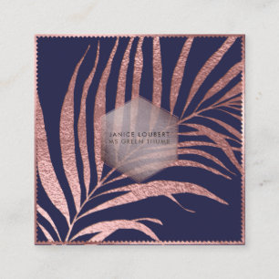 PixDezines Botanische Rose Goldpalmenfronten Quadratische Visitenkarte