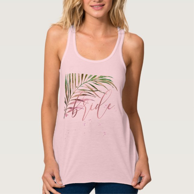 PixDezines Brautparty, Bride+Palm Frond Tank Top (Vorderseite)
