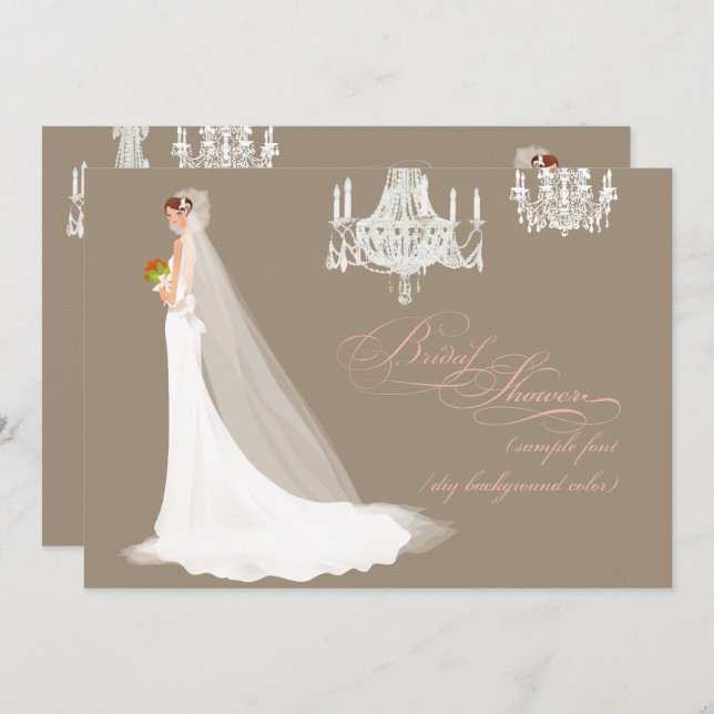 PixDezines-Brautparty/DIY-Anlass+Farbe Einladung (Vorne/Hinten)