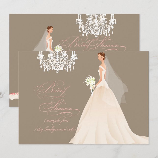 PixDezines-Brautparty/DIY-Anlass+Farbe Einladung (Vorne/Hinten)