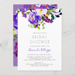 PixDezines Brautparty Floral Wasserfarbe, Lila Einladung