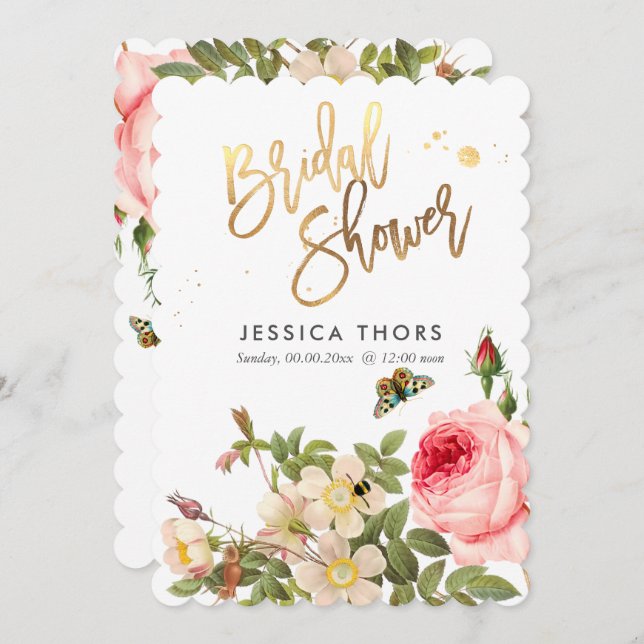 PixDezines Brautparty Rose Garten/DIY Background Einladung (Vorne/Hinten)