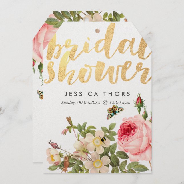 PixDezines Brautparty Rose Garten/DIY Background Einladung (Vorne/Hinten)