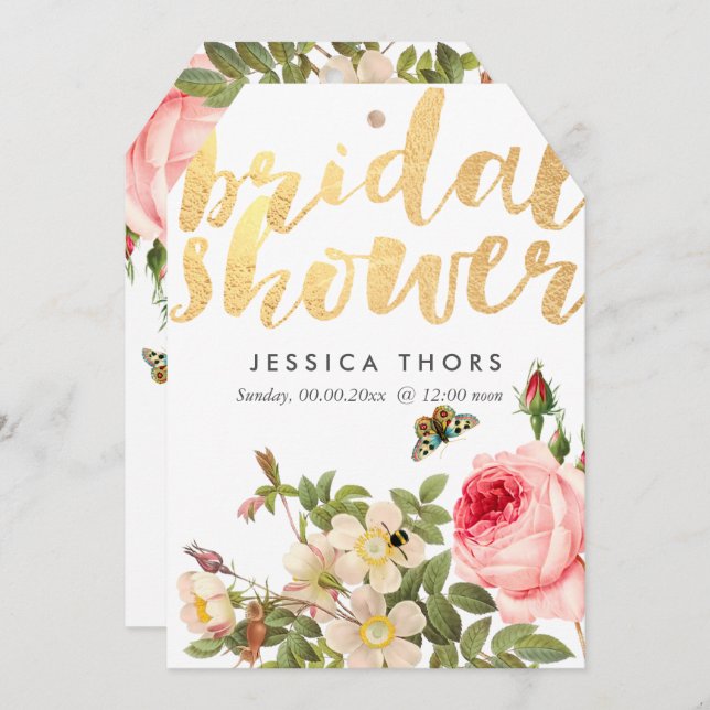 PixDezines Brautparty Rose Garten/DIY Background Einladung (Vorne/Hinten)