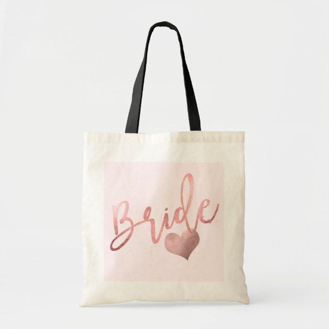 PixDezines Bride/Imitats Rose Gold Script Tragetasche (Vorne)
