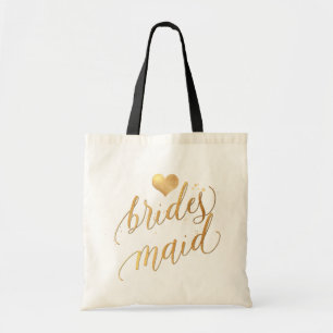 PixDezines Bridesmaid/Imitats Gold Script Tragetasche