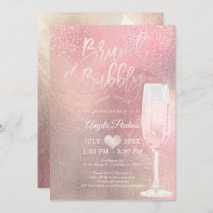PixDezines Brunch Bubbly/Confetti+Ombre Rose Einladung