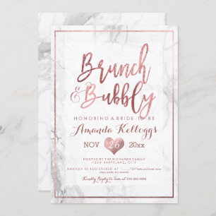 PixDezines Brunch Bubbly/Imitats Rose Gold Marmor Einladung