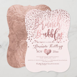 PixDezines Brunch N Bubbly/Rose Gold Confetti Einladung