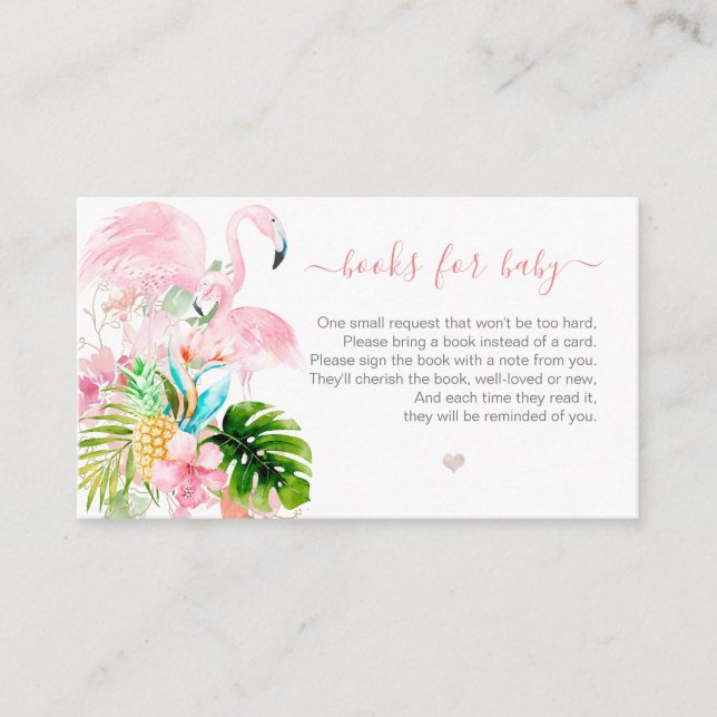 PixDezines Buchanfrage, Aquarellfarben, Flamingos Begleitkarte (Vorderseite)