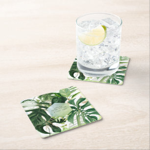 PixDezines Buntes Monstera-Tropisches Laub Rechteckiger Pappuntersetzer