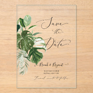 PixDezines Buntes Monstera und tropisches Laub Acryleinladungen