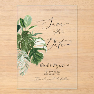 PixDezines Buntes Monstera und tropisches Laub Acryleinladungen