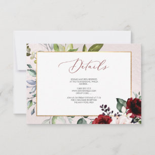 PixDezines Burgundy Blush Blooms DETAILS-KARTEN Einladung